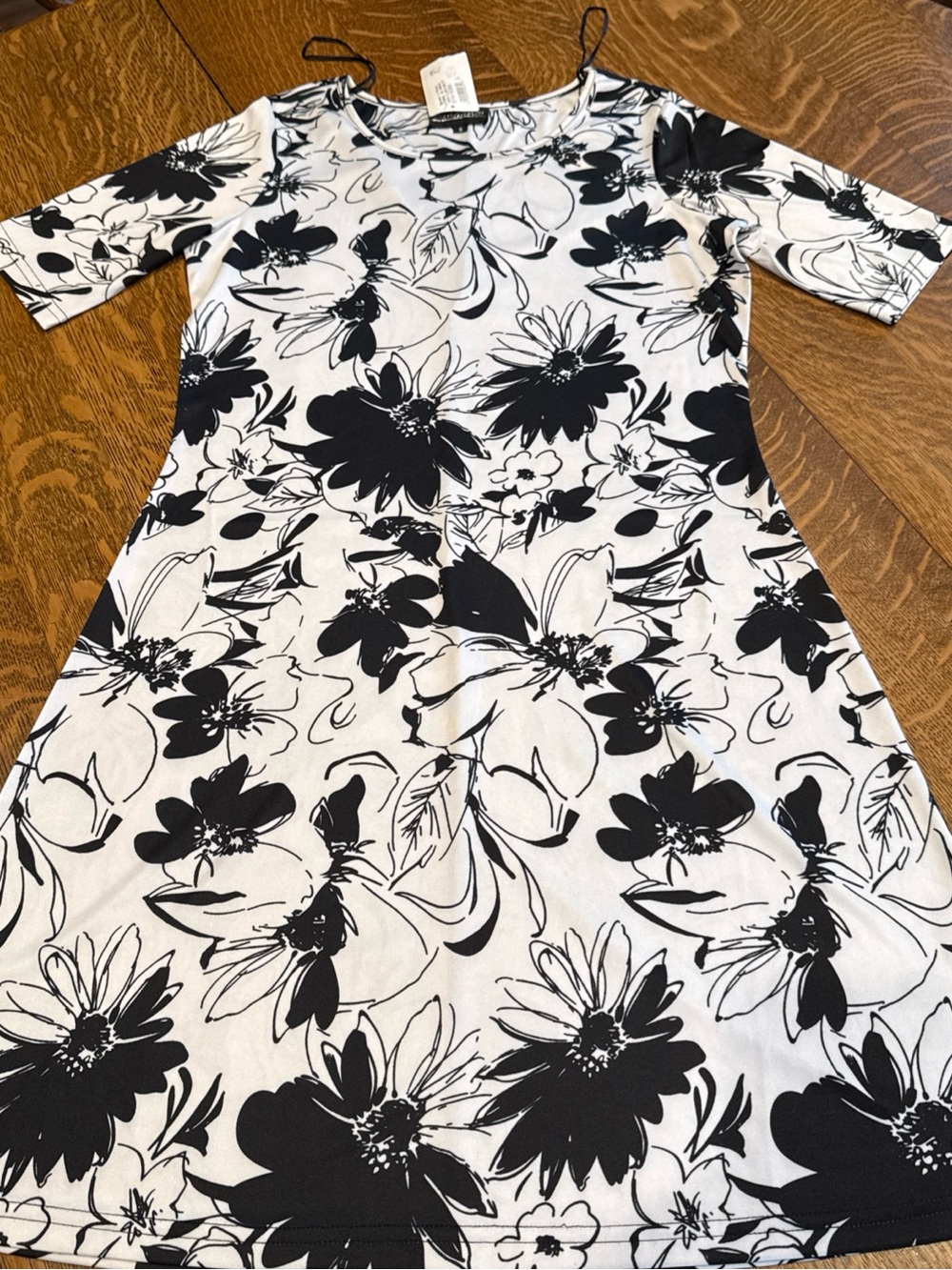 Vandana Monochrome Floral Midi Dress in Black and White